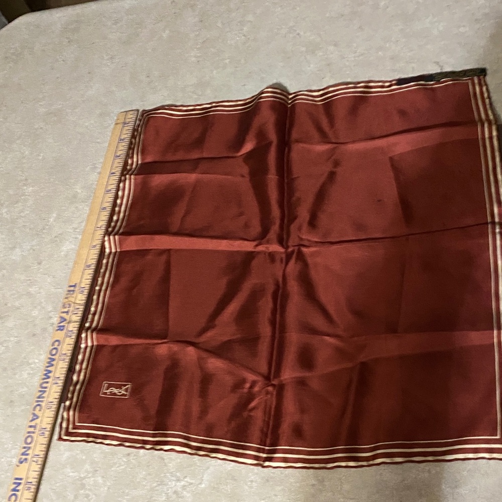 Yves Saint Laurent EUC Russet color 100% silk square scarf - Picture 8 of 9